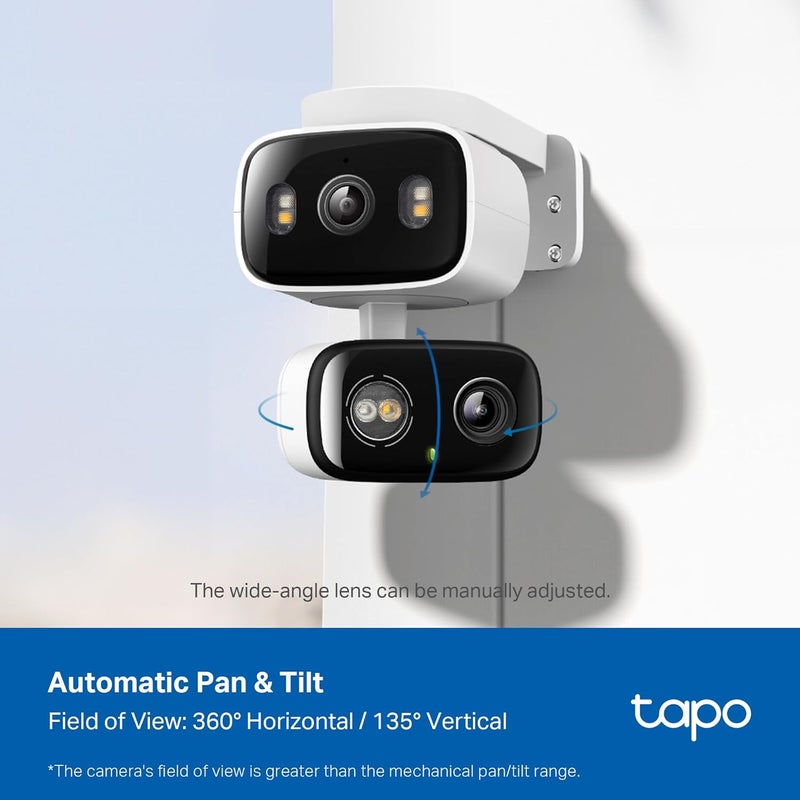 tapo 2K 3MP Indoor/Outdoor Dual Lens Pan/Tilt Security Camera – 125° Wide-Angle + 6mm Telephoto, Free Person/Vehicle Detection, 360° View, SD/Cloud, Works w/Alexa & Google Assistant – HybridCam Duo - Image 4